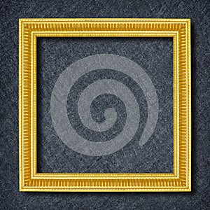 Gold frame on Dark grey black slate background or texture