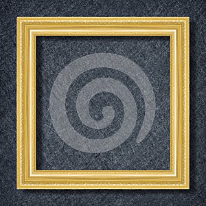 Gold frame on Dark grey black slate background or texture