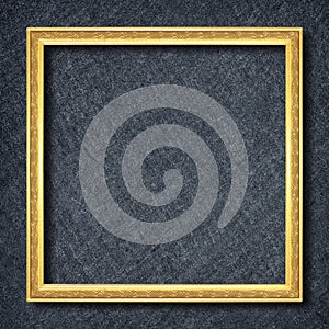 Gold frame on Dark grey black slate background or texture