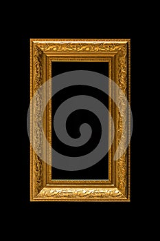 Gold frame Elegant vintage Isolated on black background