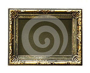 Gold frame. Gold/gilded arts and crafts pattern picture frame. Isolated on white.