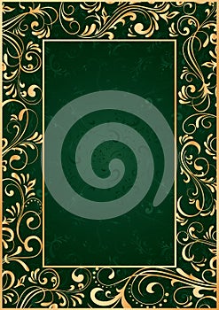 Gold frame on green background