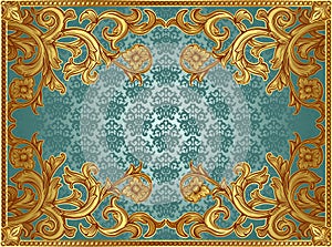 Gold frame on a green background