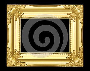 Gold frame isolated on black background