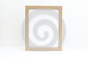 Gold frame mockup. Empty frame mockup on white photo