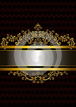 Gold frame in the old style with the frizzy forms