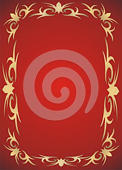 Gold frame on red background -