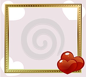 Gold frame red hearts