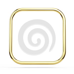 Gold frame square with rounded corners isolated on white