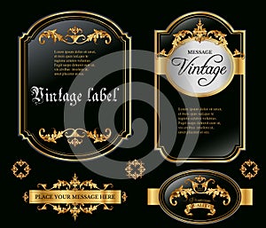 Gold framed black labels