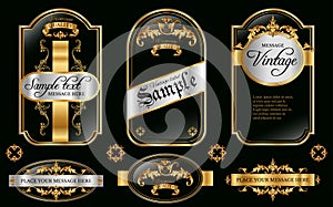 Gold framed black labels