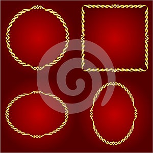 Gold frames on the Red background vector