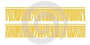 Gold fringe. Seamless decorative element. Textile border. photo