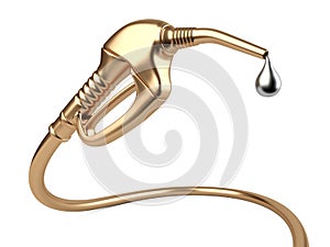 Gold fuel pump nozzle with drop oil.