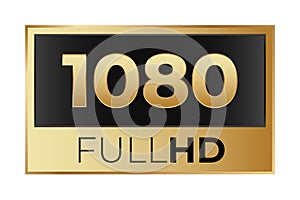 Gold 1080 full hd label with black and gold design