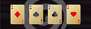 Gold gamble cards with aces