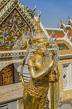 Gold Gaurdian Hor Phra Naga Grand Palace Bangkok Thailand