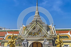 Gold Gaurdians Hor Phra Naga Grand Palace Bangkok Thailand