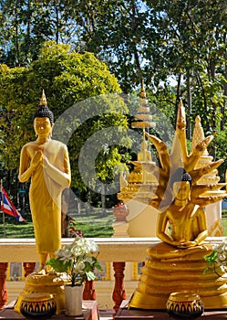 Gold Gautama Buddha statue monument