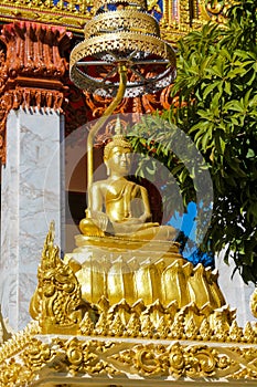 Gold Gautama Buddha statue monument