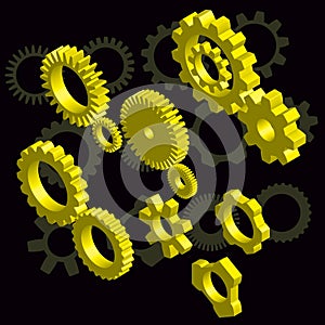 Gold gears design elements