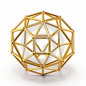 Gold Geometric Ball: A Constructivist-inspired 2d Sphere On White Background photo