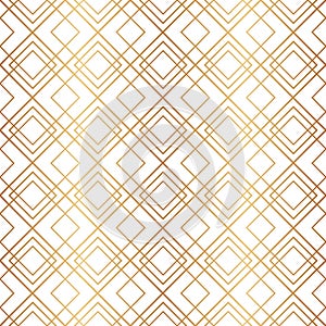 Gold geometric seamless pattern. Repeating fancy background. Abstract golden lattice for design prints. Repeated art deco texture.