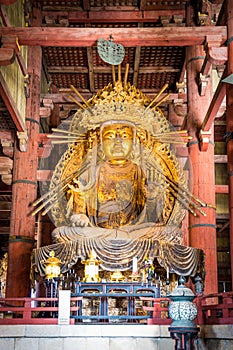 Gold Giant Guan Yin Statue in Todaiji temple, Nara Prefecture, Japan