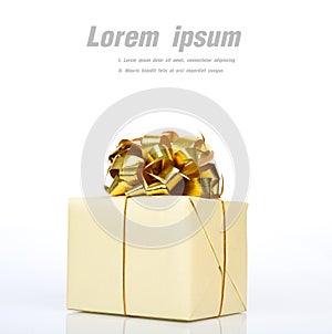 Gold gift box with ribbon