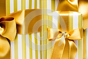 Gold gift boxes background