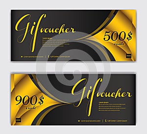 Gold Gift Voucher template luxurious concept vector illustration, Discount voucher vector, Coupon, discount card, Sale banner
