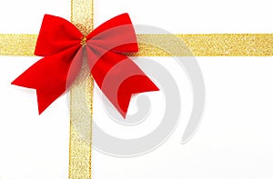 Gold Gift wrap on a white background, horizontal orientatio