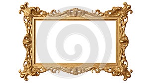 Gold gilt landscape antique picture frame with an empty blank canvas