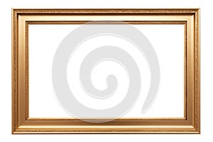 Gold gilt landscape picture frame with an empty blank canvas