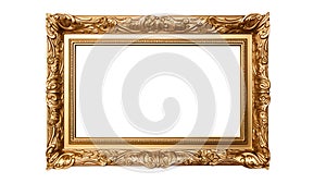 Gold gilt landscape picture frame with an empty blank canvas for use as a border or home dÃÂ©cor photo
