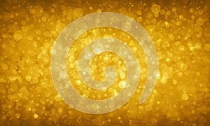 Gold glitter background with blurred circles or bokeh lights sparkles