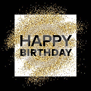 Gold glitter background with Happy Birthday inscription