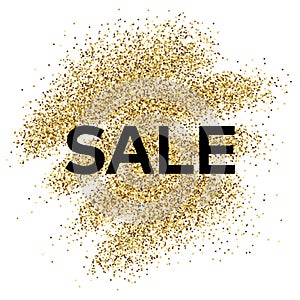Gold glitter background with Sale inscription