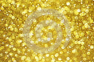 Gold glitter bokeh with stars background