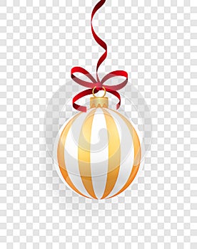 Gold glitter christmas ball hanging. Christmas bauble decoration elements. New year toy decoration.