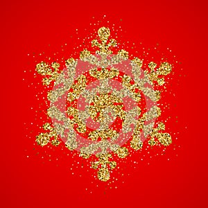 Gold glitter Christmas snowflake