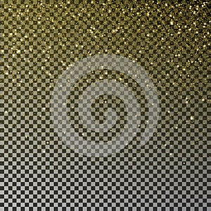 Gold glitter confetti vector. Falling golden star dust isolated on transparent background. Christmas