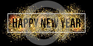 Gold glitter flare spray texture new year background.