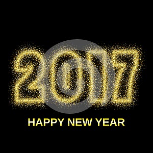 Gold glitter Happy New Year 2017