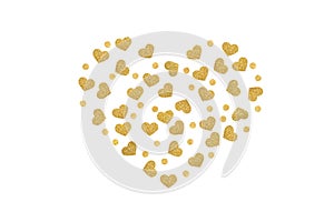 Gold glitter heart and dot confetti paper cut frame