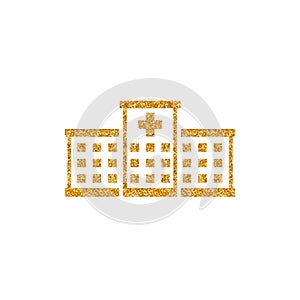 Gold Glitter Icon - Hospital building