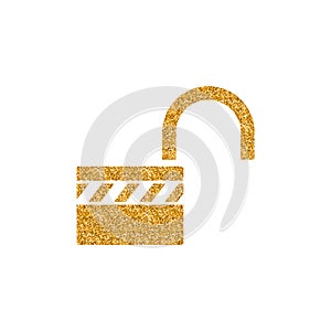 Gold Glitter Icon - Padlock unlocked