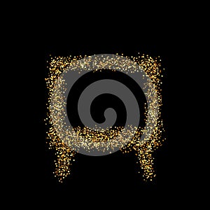 Gold glitter icon of TV screen isolated on background. Art creative concept illustration for web, glow light confetti, bright