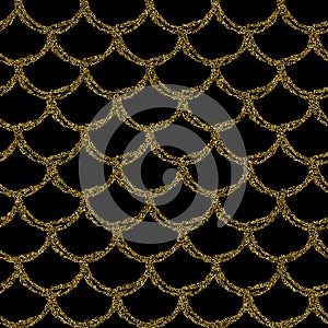 Gold glitter mermaid tail seamless pattern