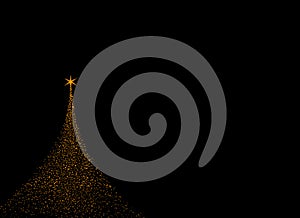 Gold glitter particles Christmas tree with star isolated  on png or transparent  background. Graphic resources for New Year,